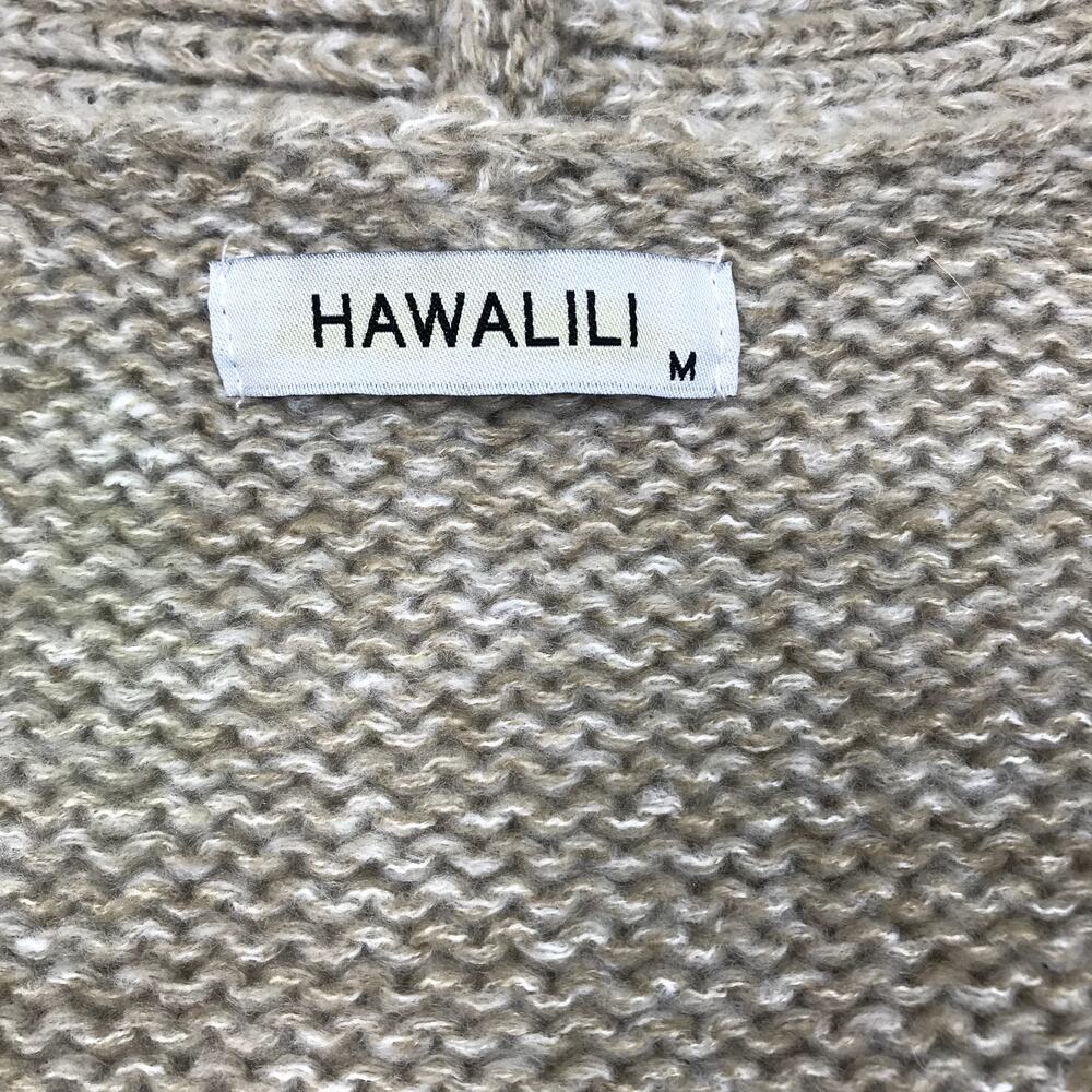 HAWLILI Wool Knit Cardigan Sz M Beige Cozy Y2K Retro Nostalgia Cotagecore Office - Picture 9 of 11